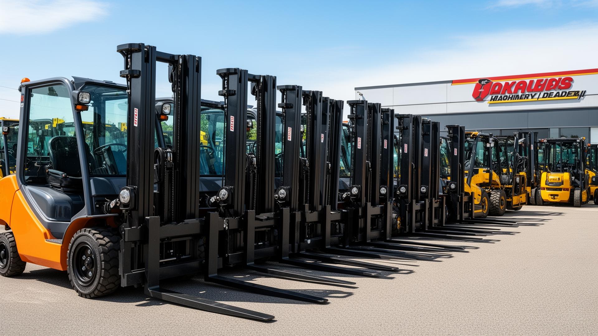 Row of forklifts at the Connecticut Forklift dealership